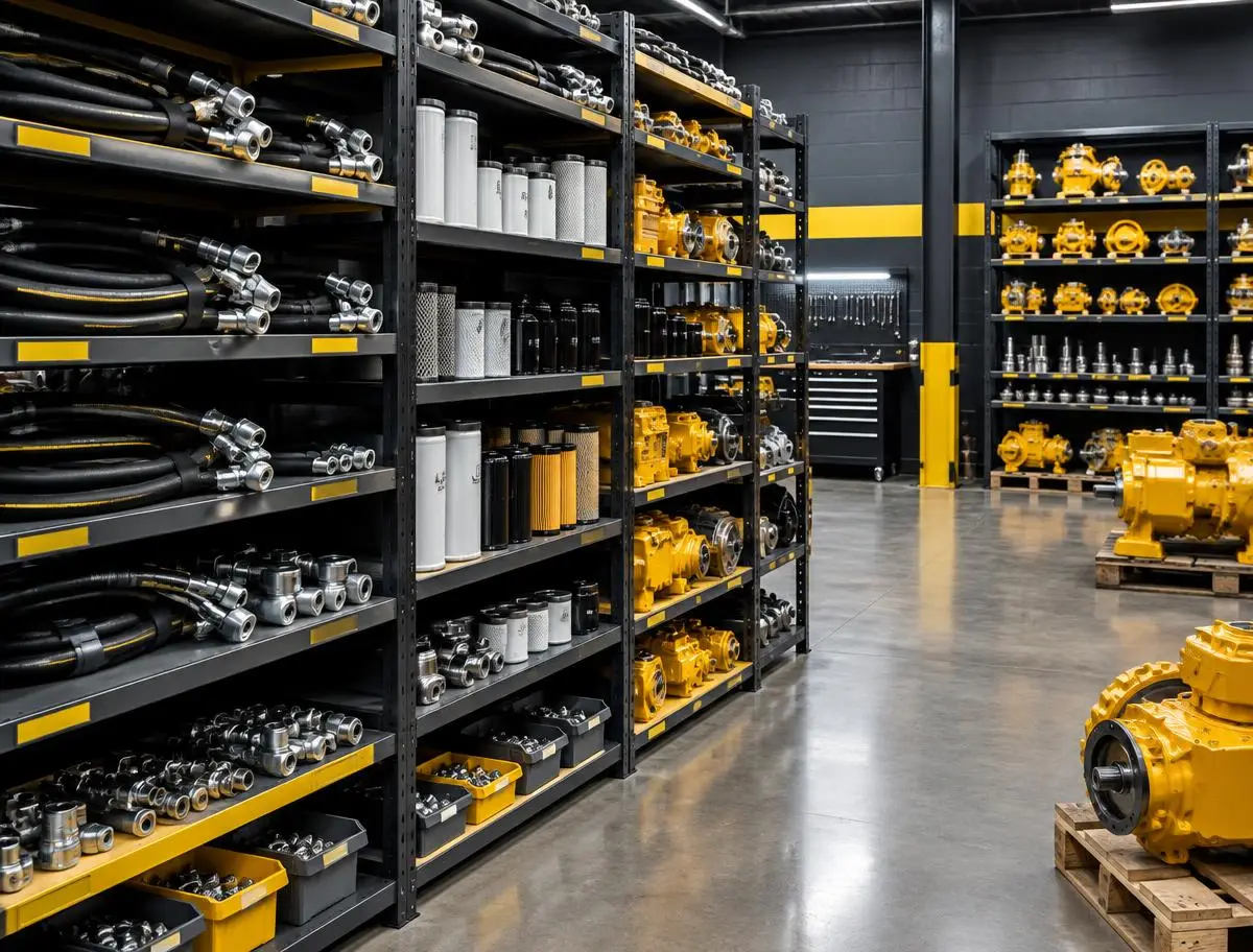 Organized equipment parts warehouse